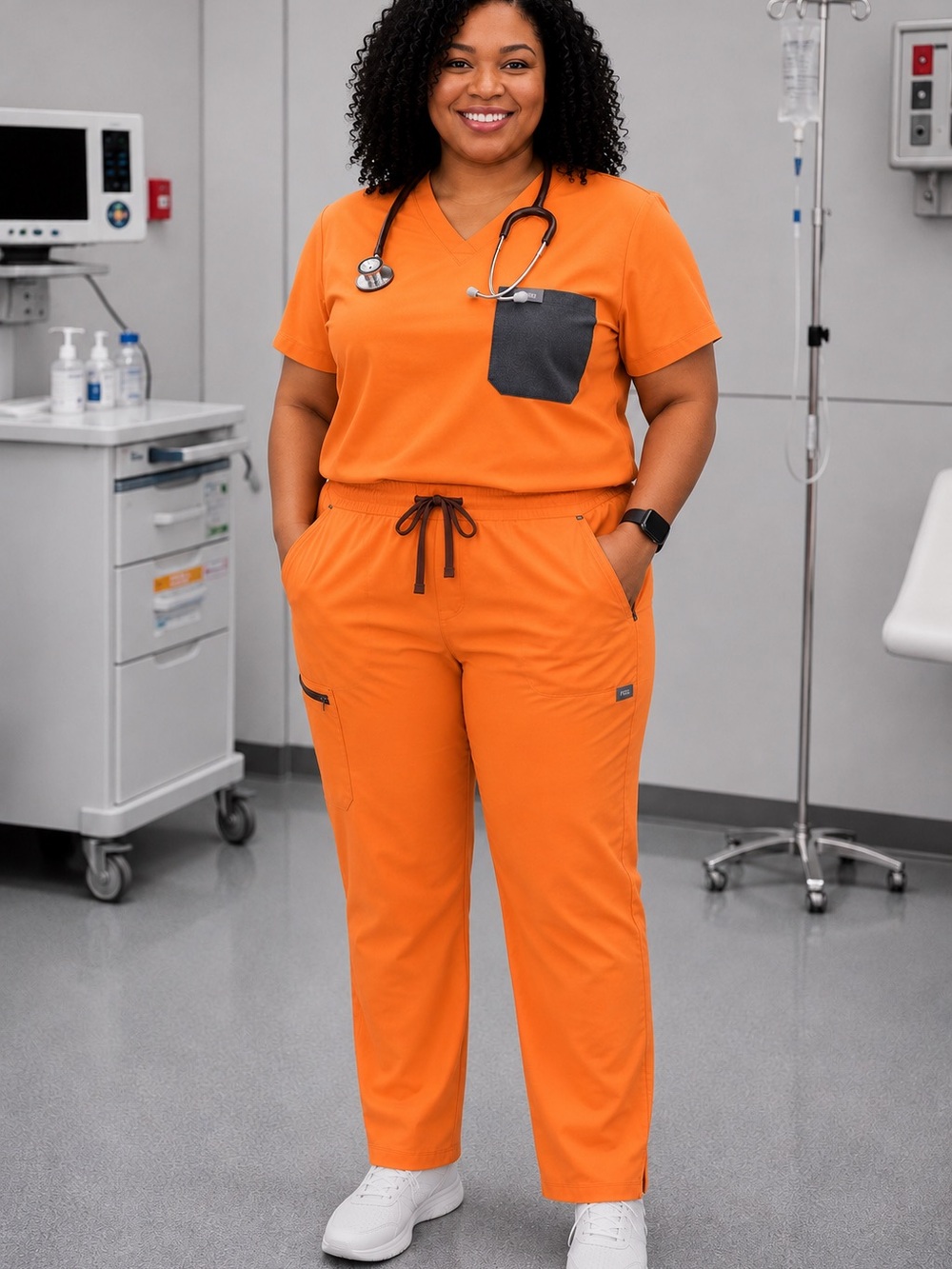 FIGS Women's Orange Straight-Leg Scrub Pants set 4XL